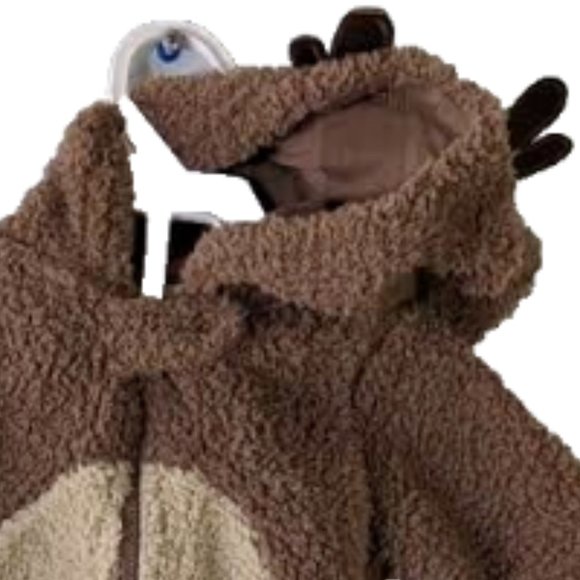 NWT Carter's Baby Boys Sherpa 1-Piece Bunting Brown Reindeer Coverall Pr… - Picture 6 of 7